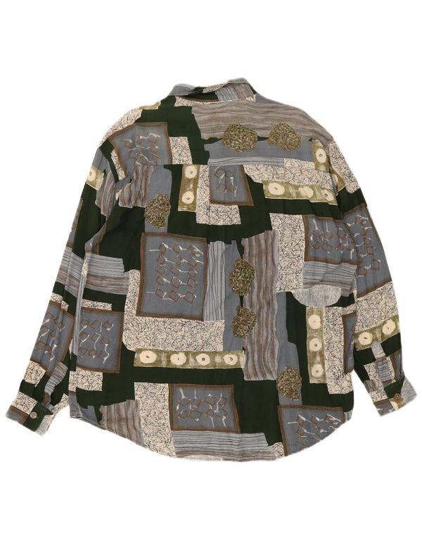 Camisa masculina Happy Life tamanho 43/44 XL cinza patchwork viscose