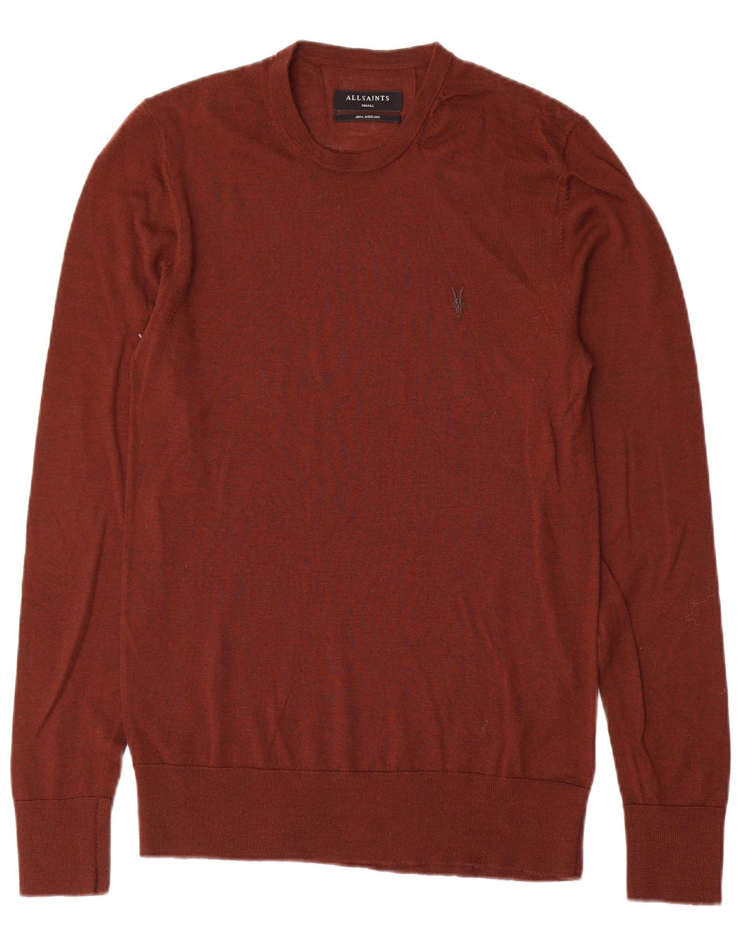Suéter masculino All Saints com gola redonda e lã merino marrom pequena