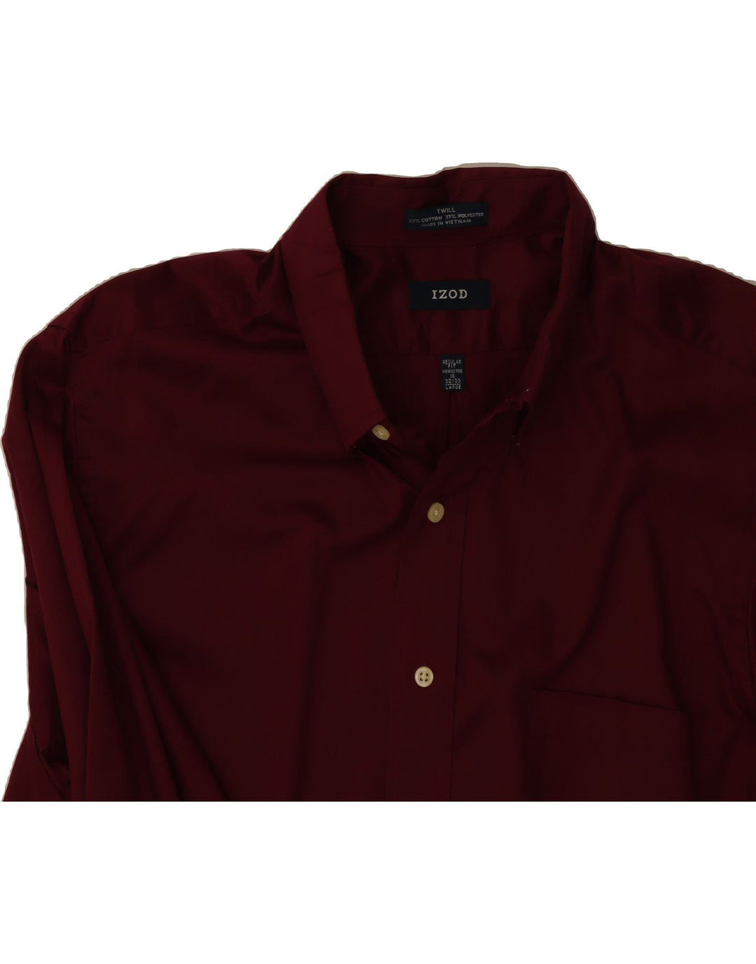 IZOD Mens Shirt Size 16 Large Burgundy Cotton Vintage Izod and Second-Hand Izod from Messina Hembry 