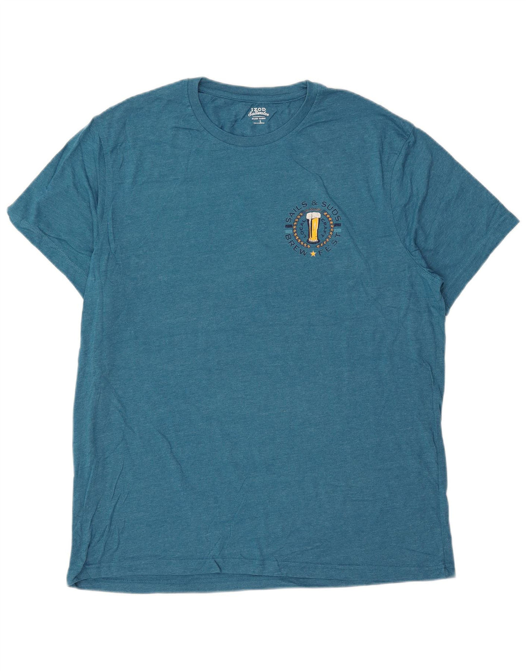 Camiseta masculina Izod com estampa de água salgada, top grande de algodão azul