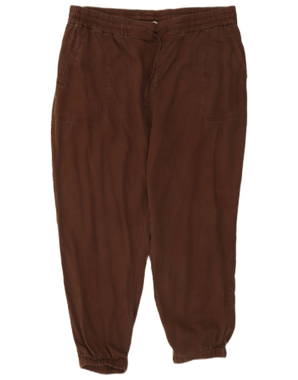 Calças femininas Fat Face Joggers cortadas Reino Unido 16 Grande W38 L25 Lycra marrom