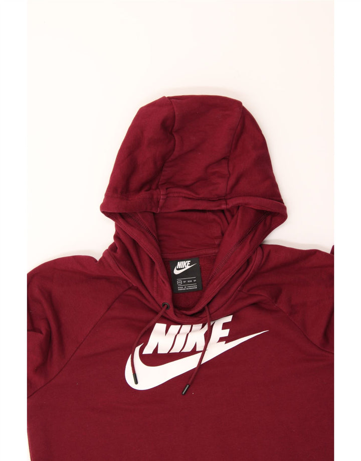 NIKE Womens Oversized Graphic Hoodie Jumper UK 6 XS Burgundy Cotton Vintage Nike and Second-Hand Nike from Messina Hembry 