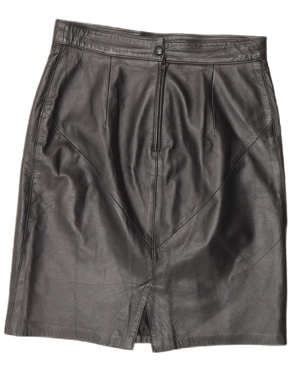 Saia feminina vintage de couro cintura alta IT 46 grande W30 preta