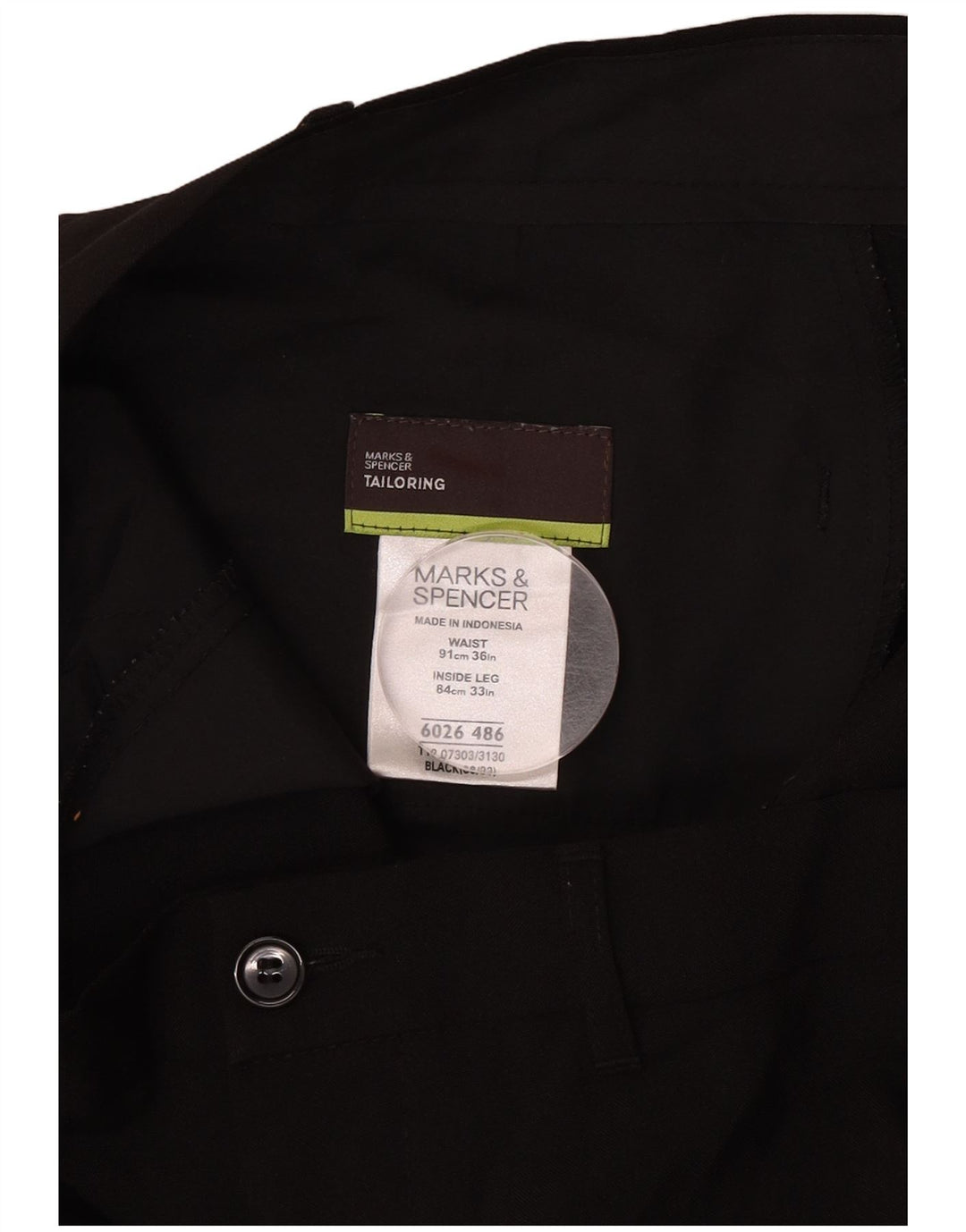 Calça chino masculina Marks & Spencer sob medida reta W36 L33 preta