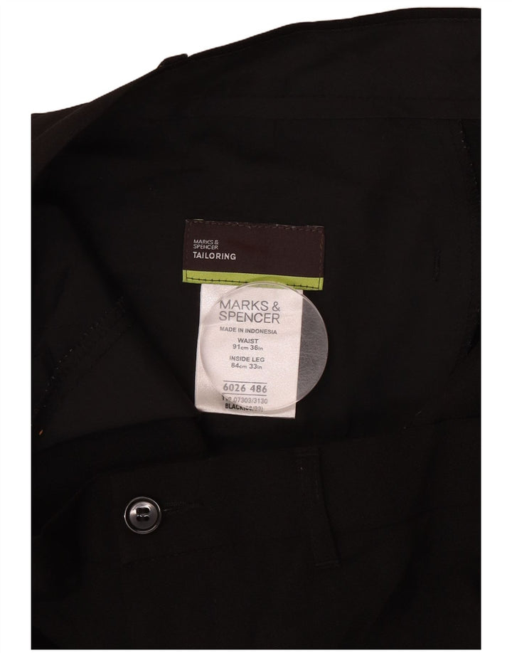 Calça chino masculina Marks & Spencer sob medida reta W36 L33 preta