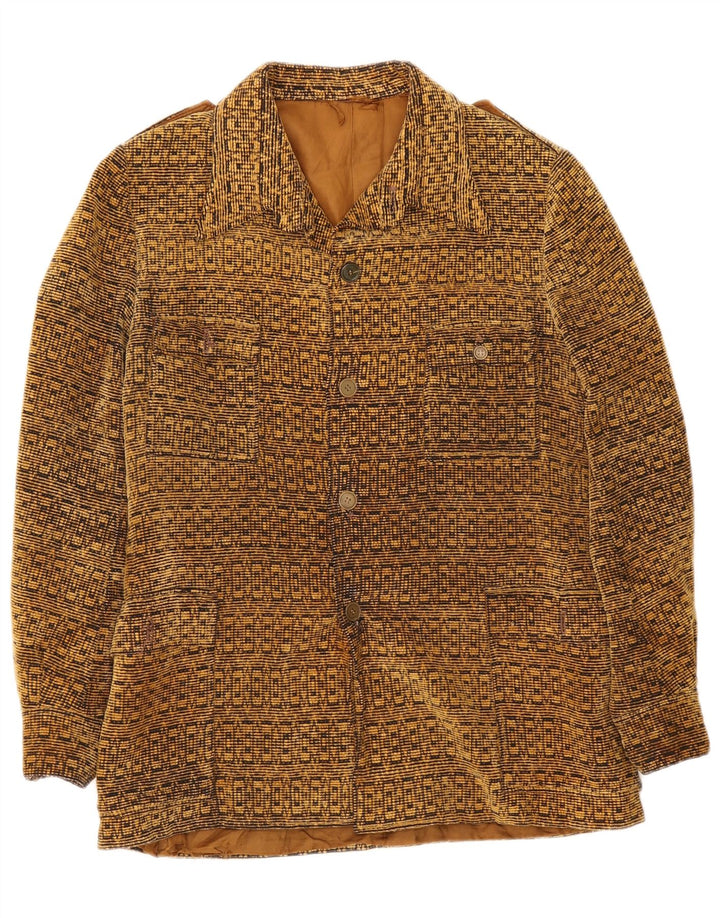 Jaqueta militar masculina vintage UK 38 médio bege geométrico