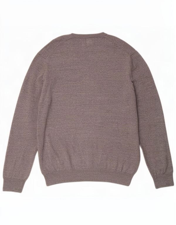 Suéter masculino Marks & Spencer com decote em V 2XL algodão manchado cinza