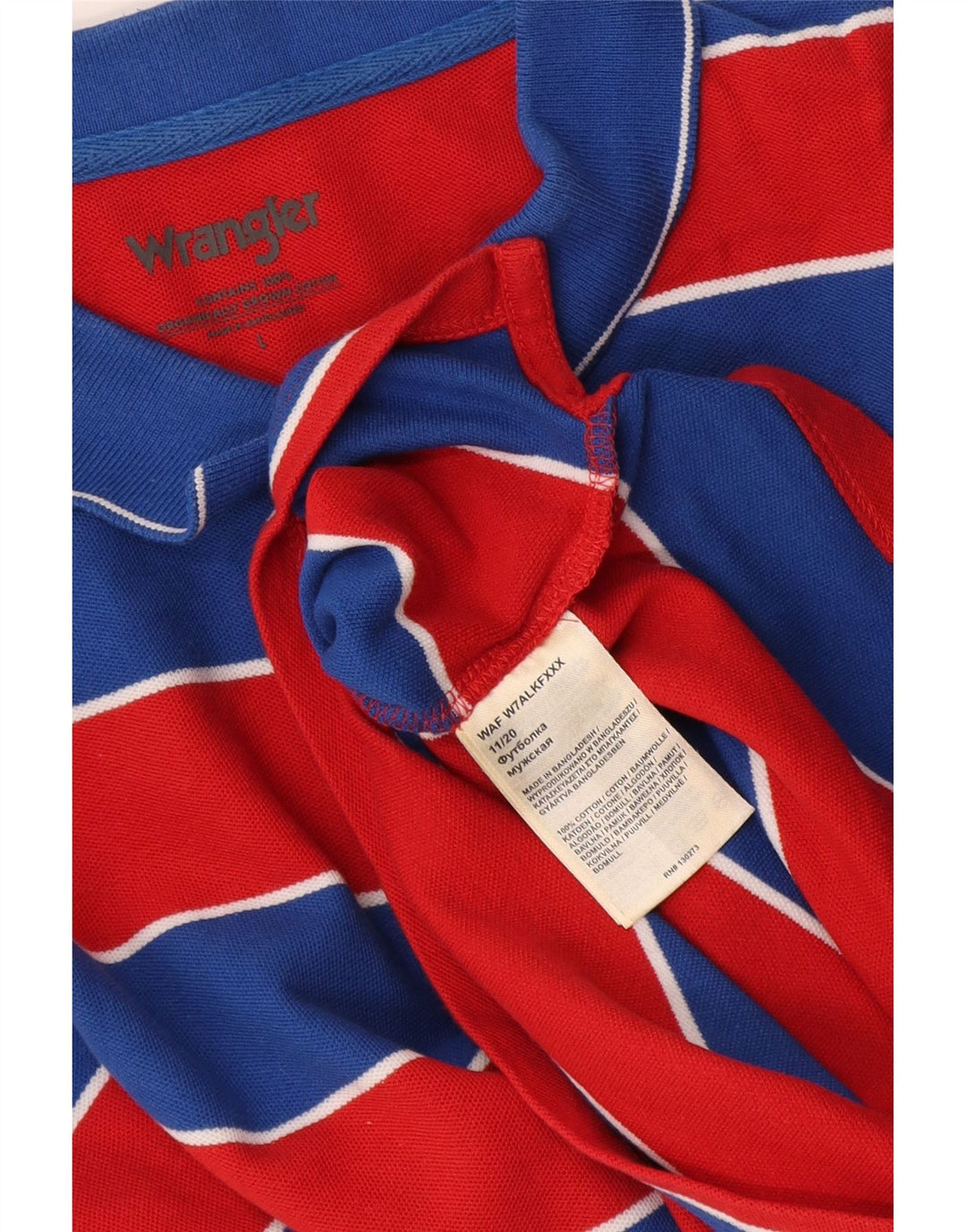 Camisa polo masculina Wrangler grande algodão listrado vermelho