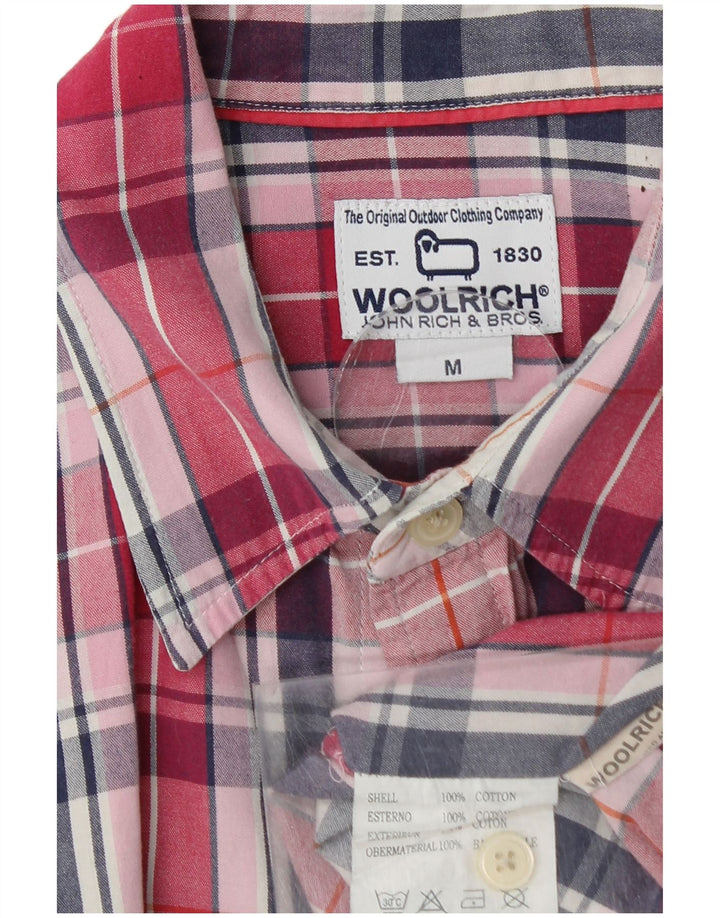 Camisa masculina de manga curta WOOLRICH de algodão xadrez vermelho médio