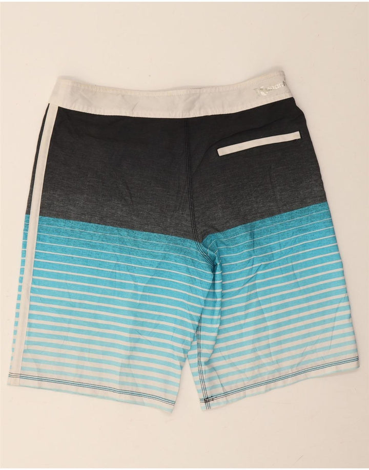 Shorts de natação masculino Hurley gráfico médio poliéster listrado azul
