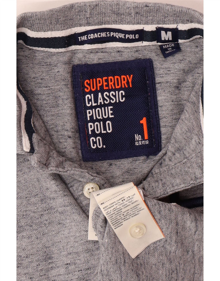 Camisa polo masculina SUPERDRY algodão manchado cinza médio