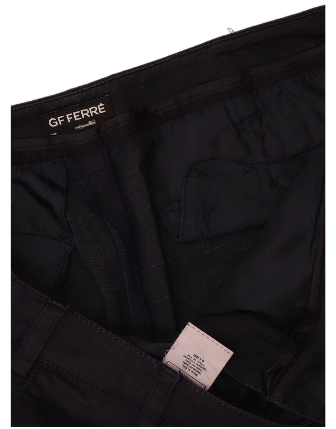 Shorts chino feminino Gianfranco Ferre W34 grande seda azul marinho