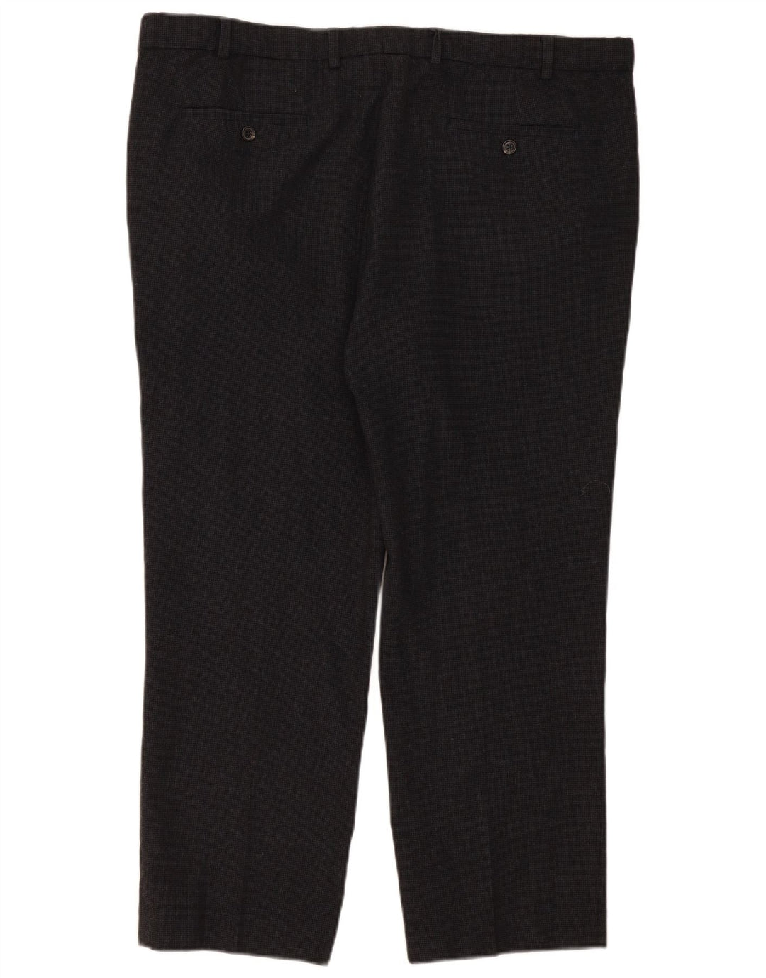 Calça masculina de terno reto Marks & Spencer sob medida W42 L29 cinza xadrez