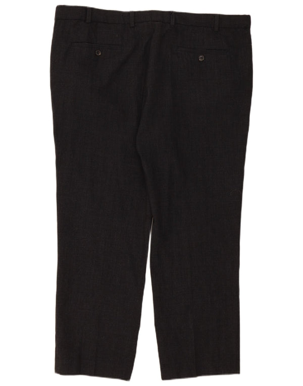 Calça masculina de terno reto Marks & Spencer sob medida W42 L29 cinza xadrez