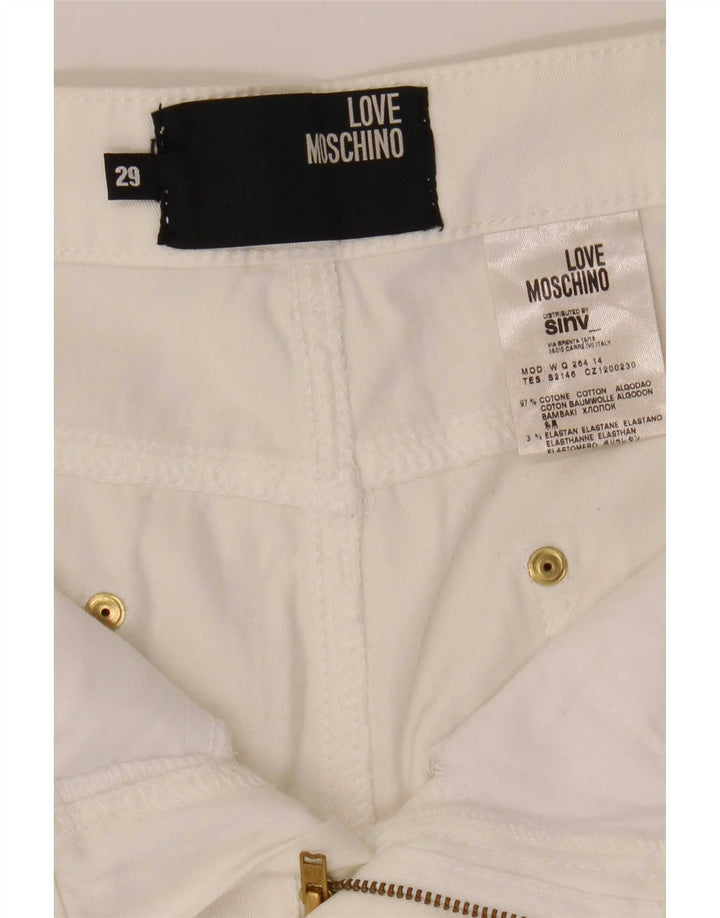 Calça jeans reta feminina Moschino W29 L29 algodão branco