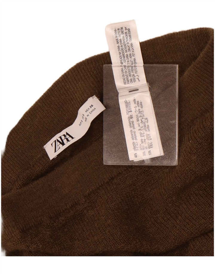 Saia maxi feminina Zara em malha pequena W26 marrom poliamida