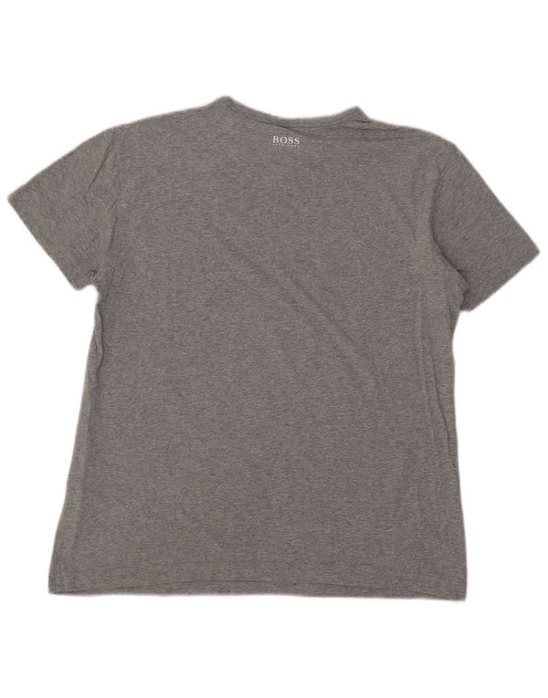 Hugo Boss Mens T-Shirt Top Pequeno Algodão Cinza