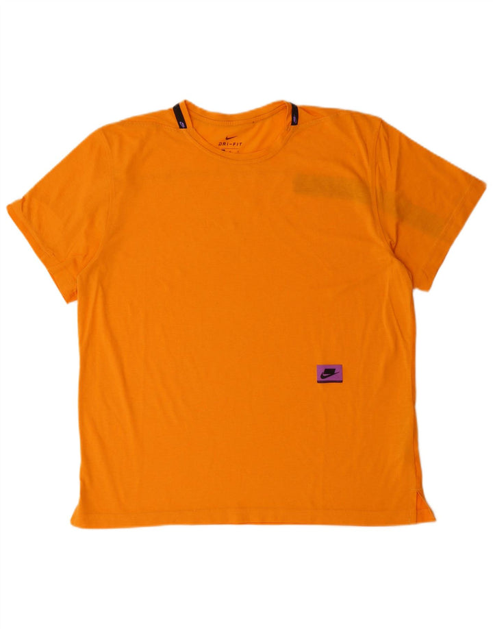 Camiseta masculina NIKE Dri Fit Top médio laranja algodão