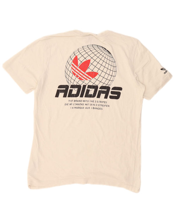 Adidas Mens Graphic T-Shirt Top Pequeno Algodão Branco