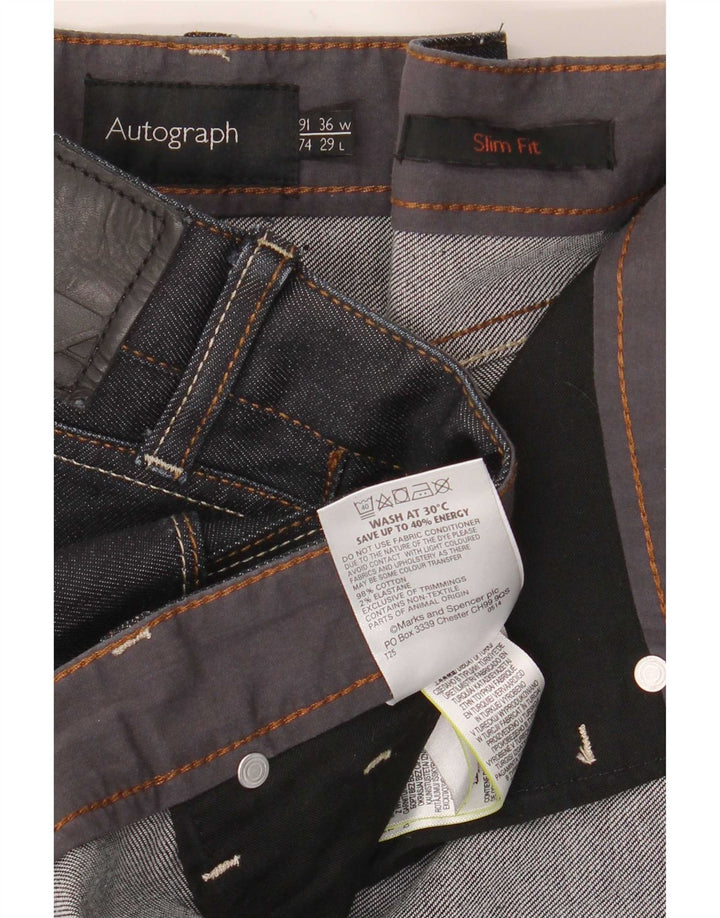 Marks & Spencer Masculino Autograph Slim Jeans W36 L29 Azul Marinho Algodão