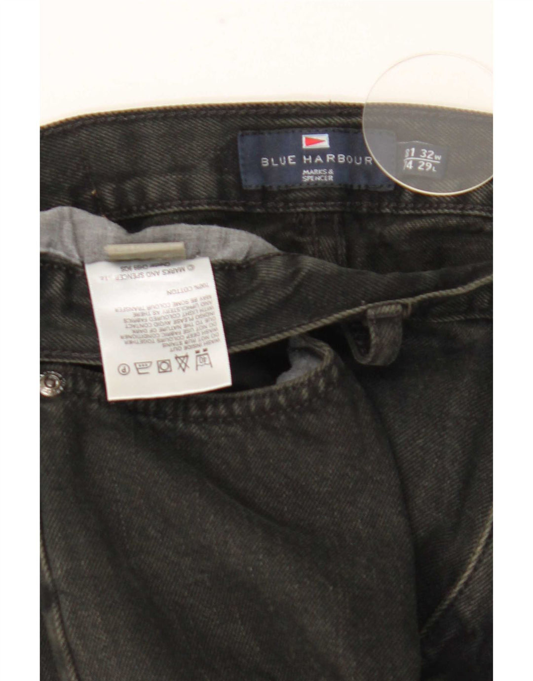 Jeans Marks & Spencer masculino Blue Harbor Straight W32 L29 algodão preto