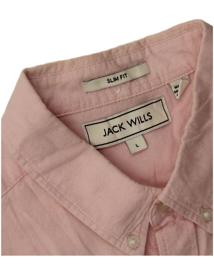 Camisa masculina slim fit Jack Wills grande algodão rosa