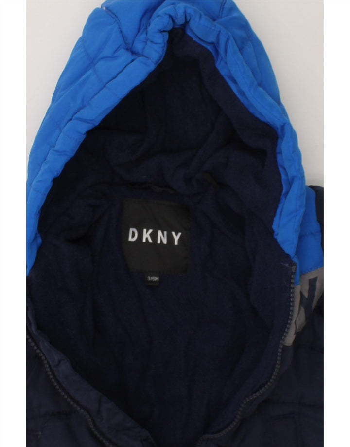 DKNY Baby Boys Hooded Padded Jumpsuit 3-6 Months  Navy Blue Colourblock Vintage Dkny and Second-Hand Dkny from Messina Hembry 