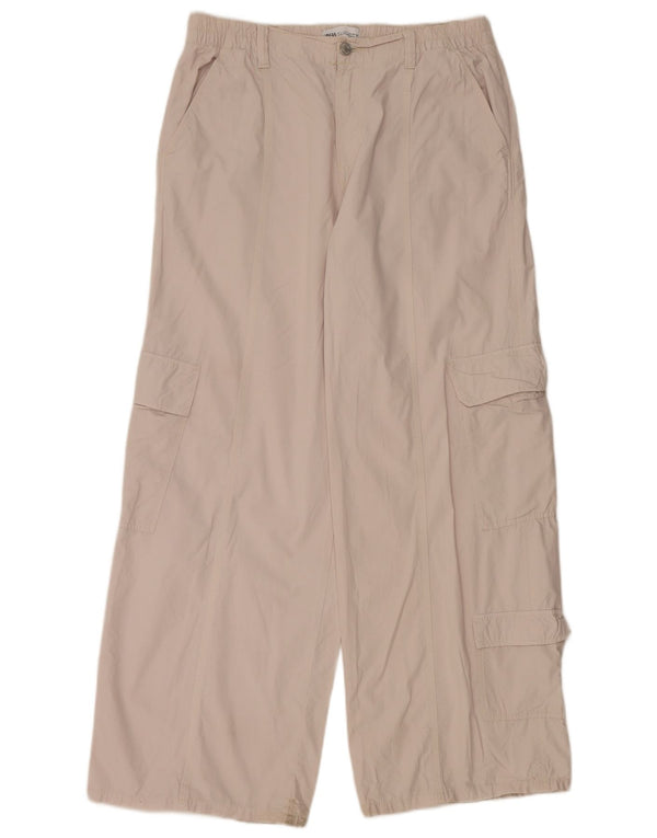 Calça cargo feminina Zara com perna larga grande W30 L30 cinza