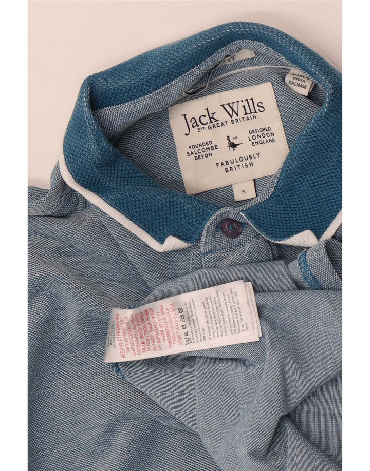 Camisa polo masculina Jack Wills pequena listrada azul de algodão
