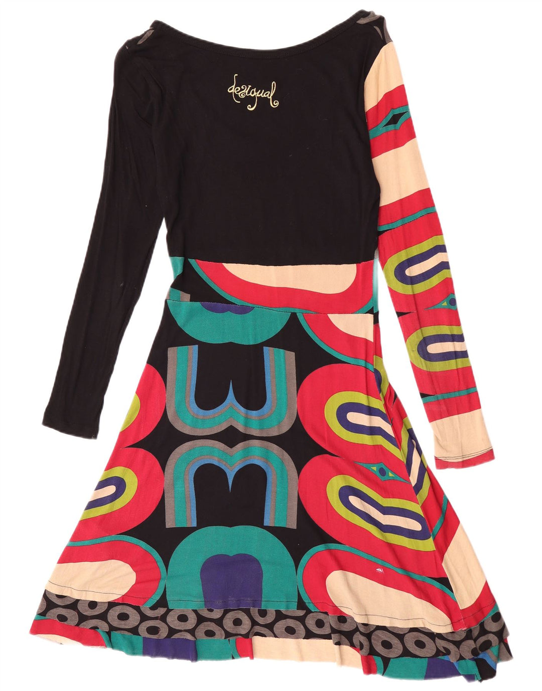 Vestido feminino Desigual com estampa A-Line UK 12 médio multicolorido geométrico