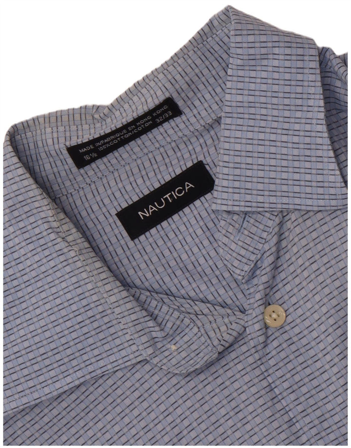 Camisa masculina Nautica tamanho 16 1/2 grande algodão xadrez azul