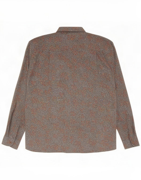 Camisa masculina vintage XL cinza paisley viscose