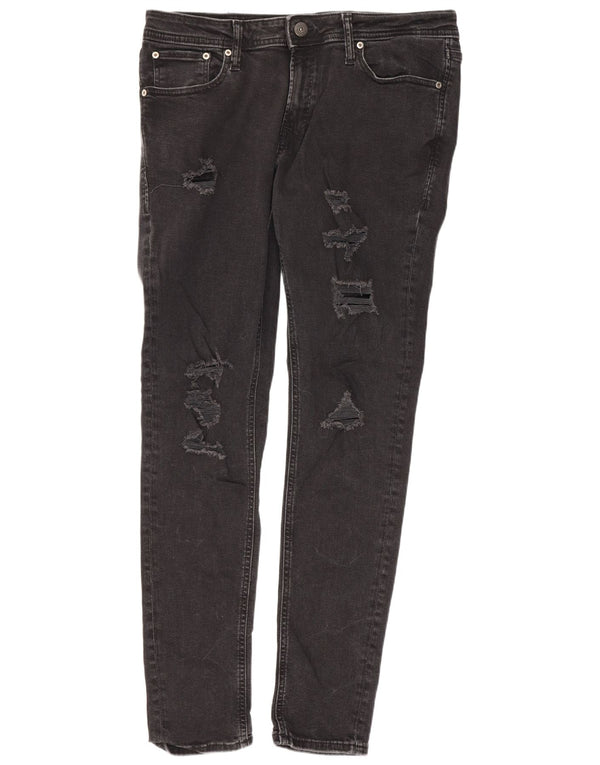 Jeans masculinos Jack & Jones desgastados slim W34 L32 algodão preto