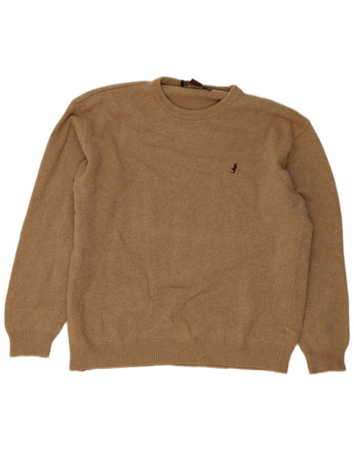 Suéter masculino Marlboro Classics com gola redonda 2XL lã marrom