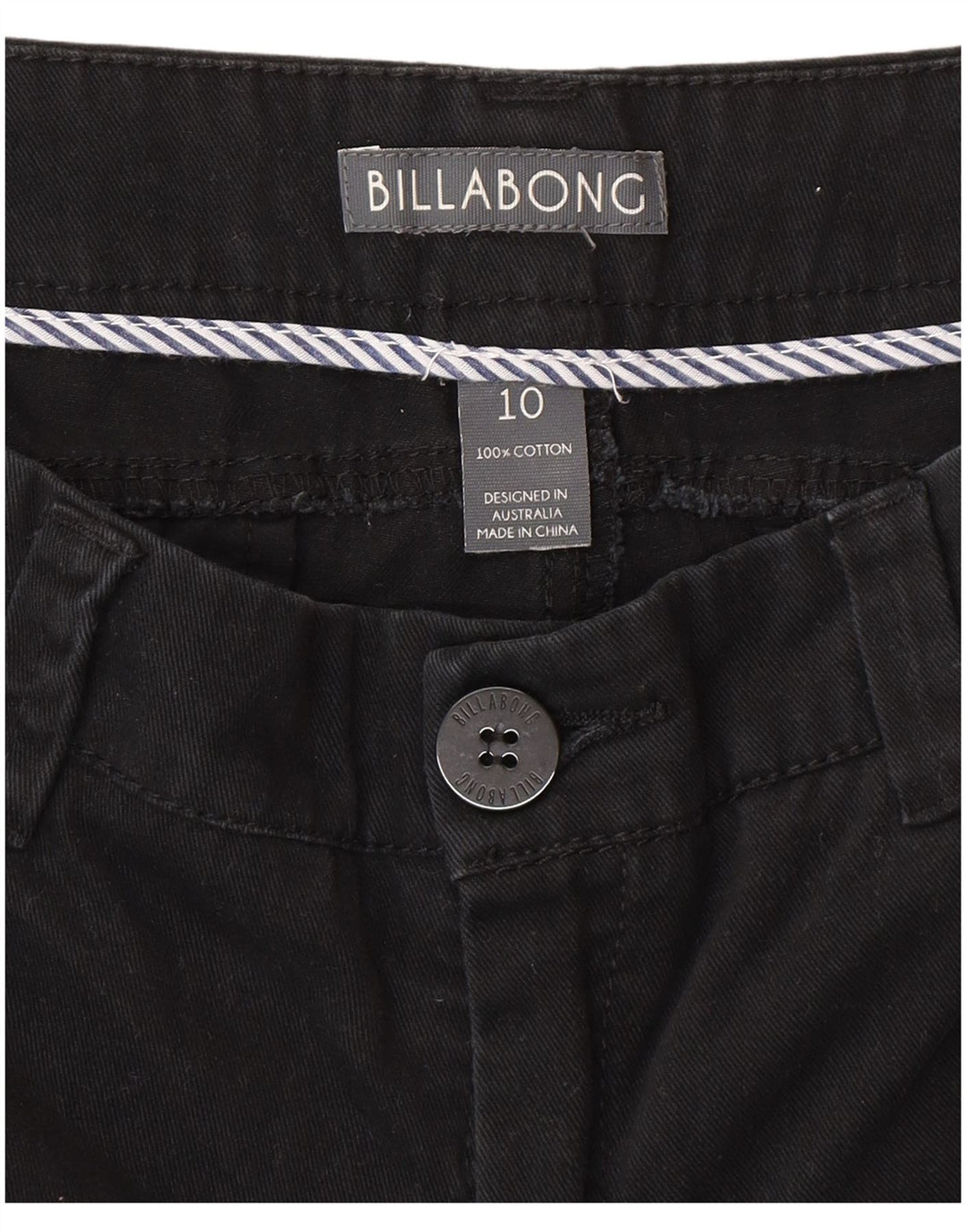 Billabong Womens Chino Shorts UK 10 Pequeno W30 Algodão Preto