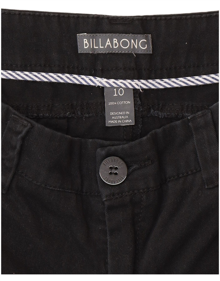 Billabong Womens Chino Shorts UK 10 Pequeno W30 Algodão Preto