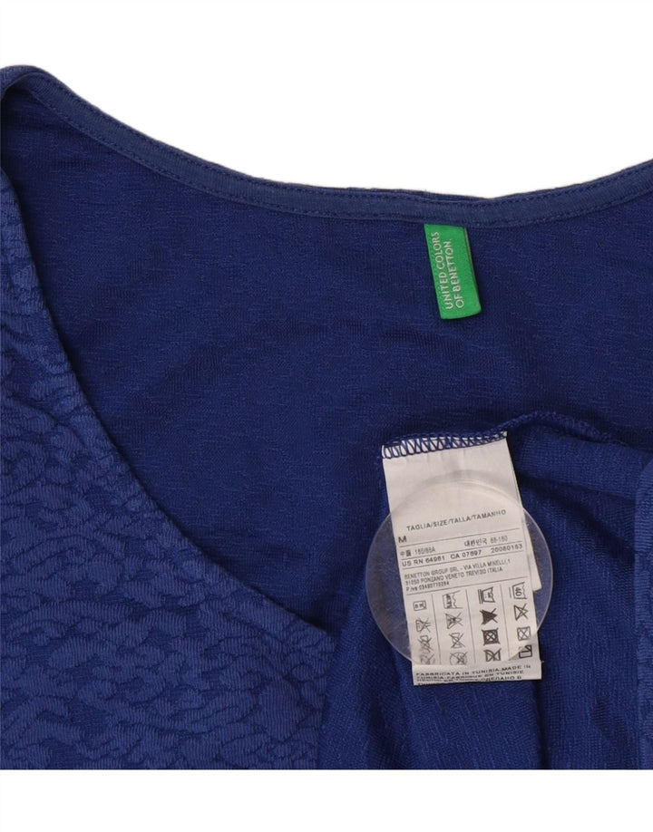 Blusa feminina BENETTON UK 12 algodão paisley azul médio