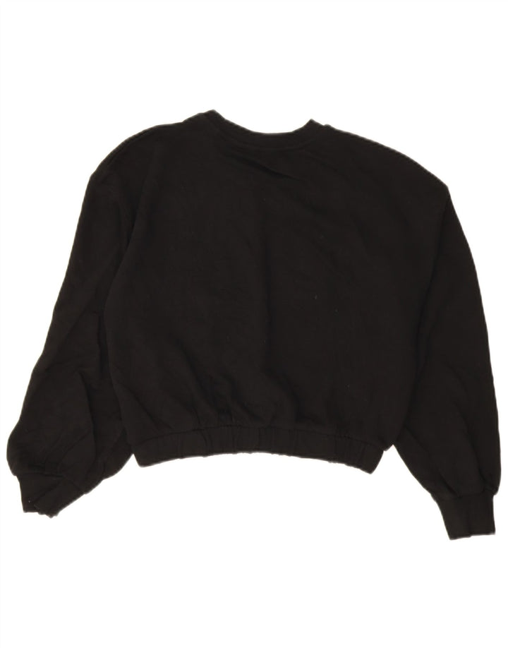 Zara Womens Crop Sweatshirt Jumper Reino Unido 14 Médio Algodão Preto
