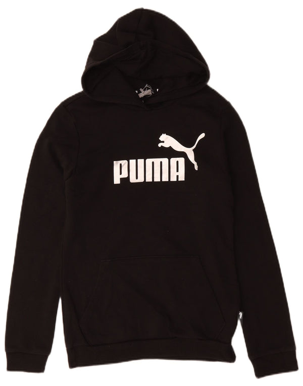 PUMA Boys Graphic Hoodie Jumper 13-14 Years Black Cotton
