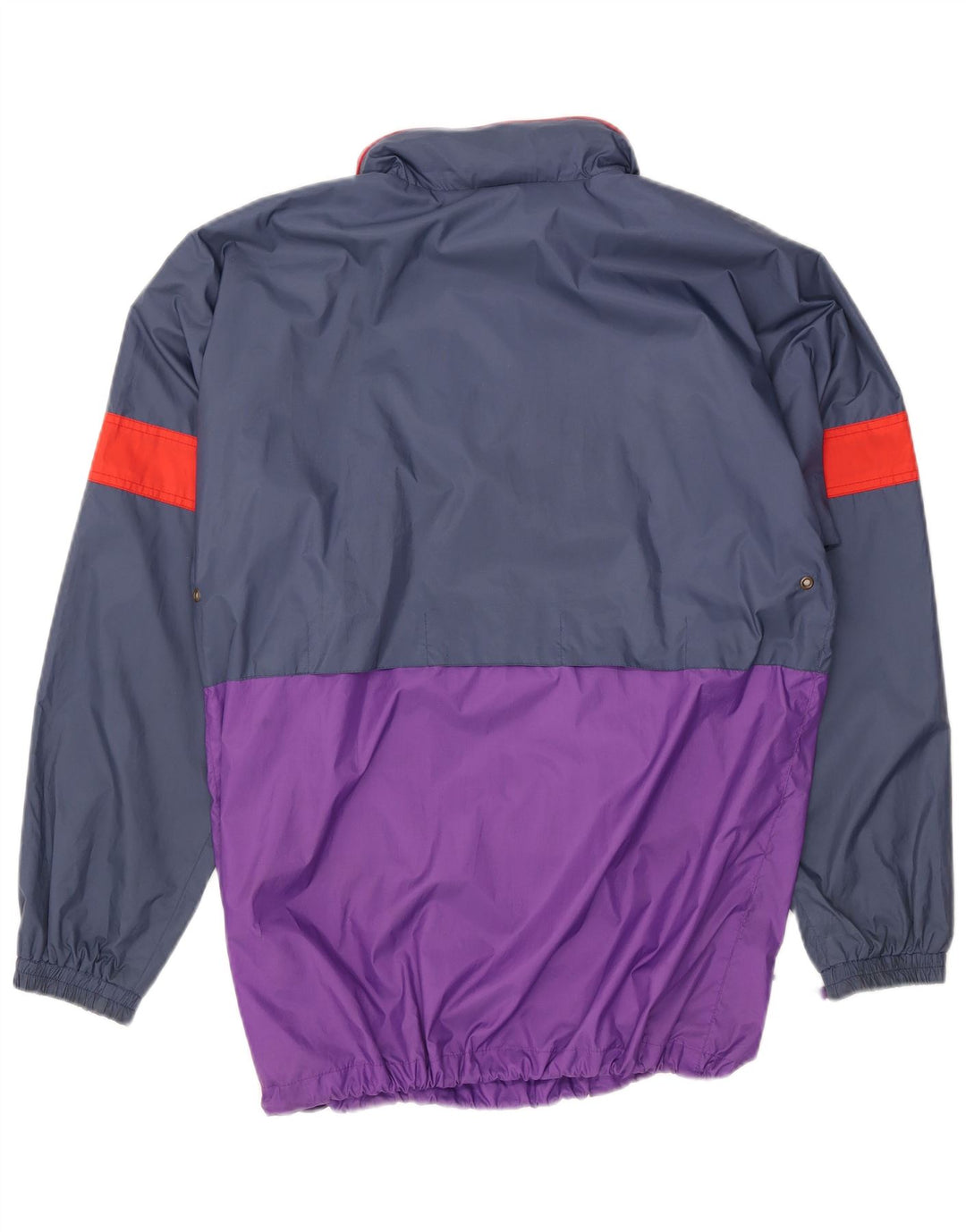 Jaqueta Anorak masculina VINTAGE com capuz Reino Unido 38 bloco colorido azul marinho médio