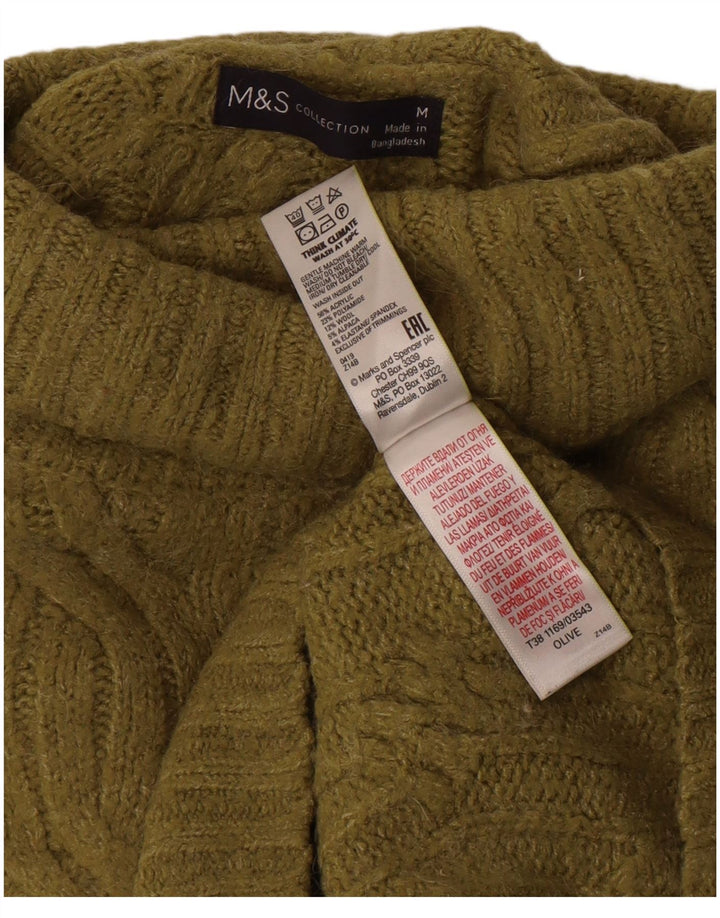 Suéter feminino Marks & Spencer com gola redonda Reino Unido 14 acrílico cáqui médio