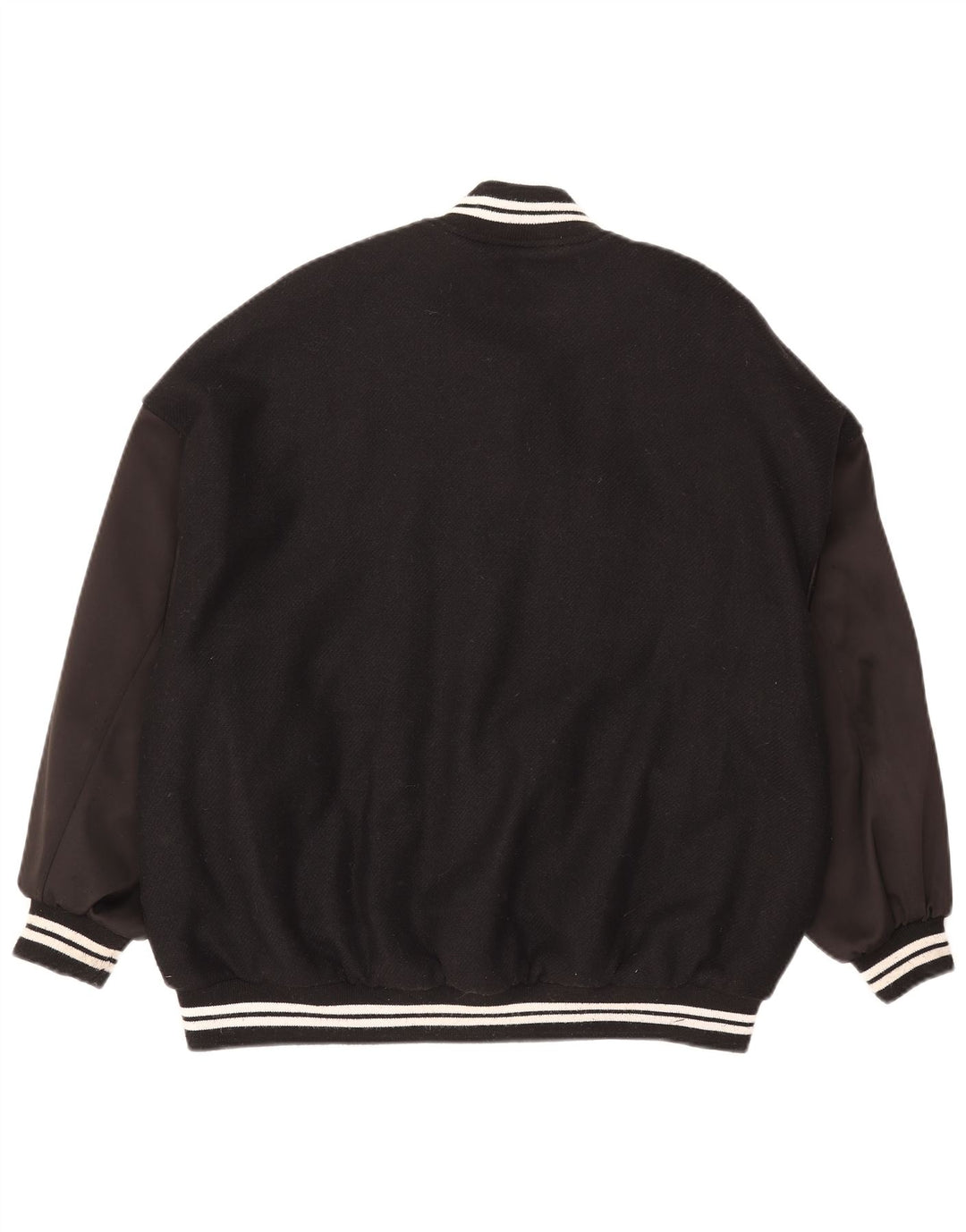 ZARA Jaqueta feminina oversized Varsity UK 6 XS preta colorblock lã