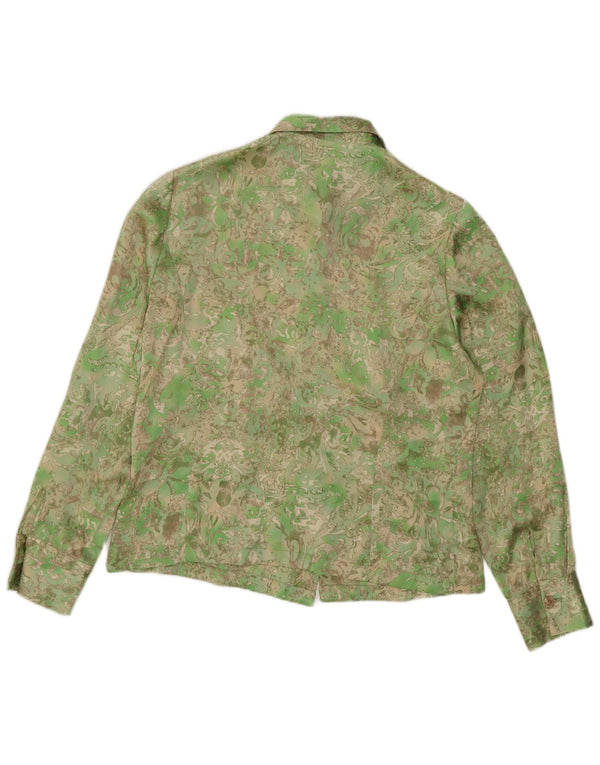 Camisa feminina vintage UK 14 Paisley verde médio