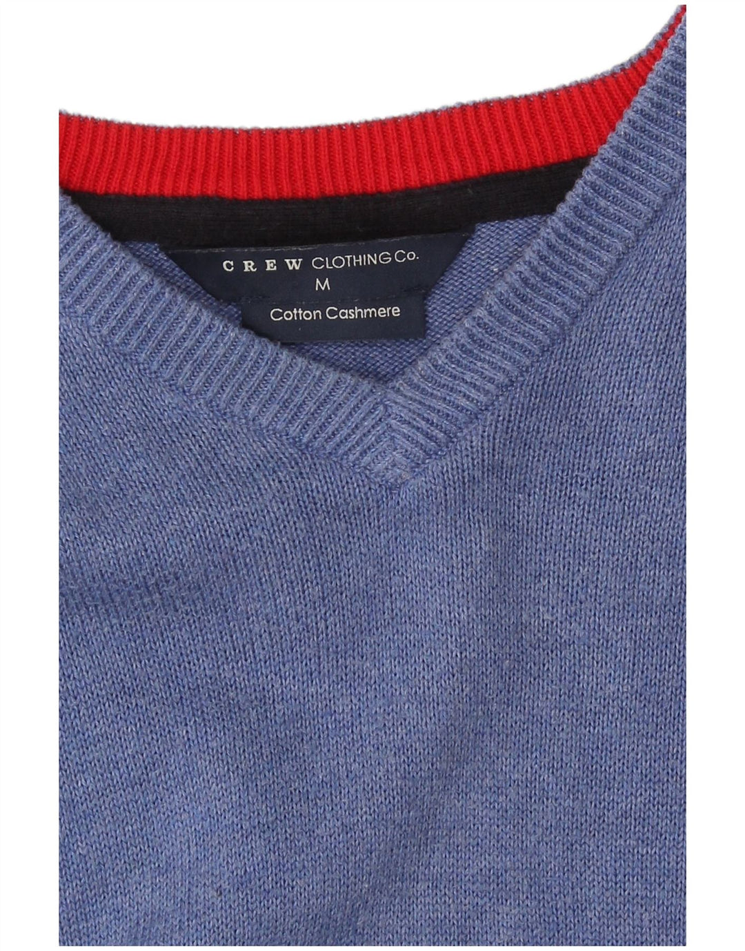 Crew Clothing Suéter masculino com decote em V de algodão azul médio
