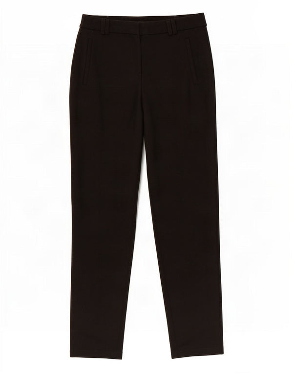 Calças casuais finas femininas Topshop Reino Unido 6 XS W25 L28 poliéster preto