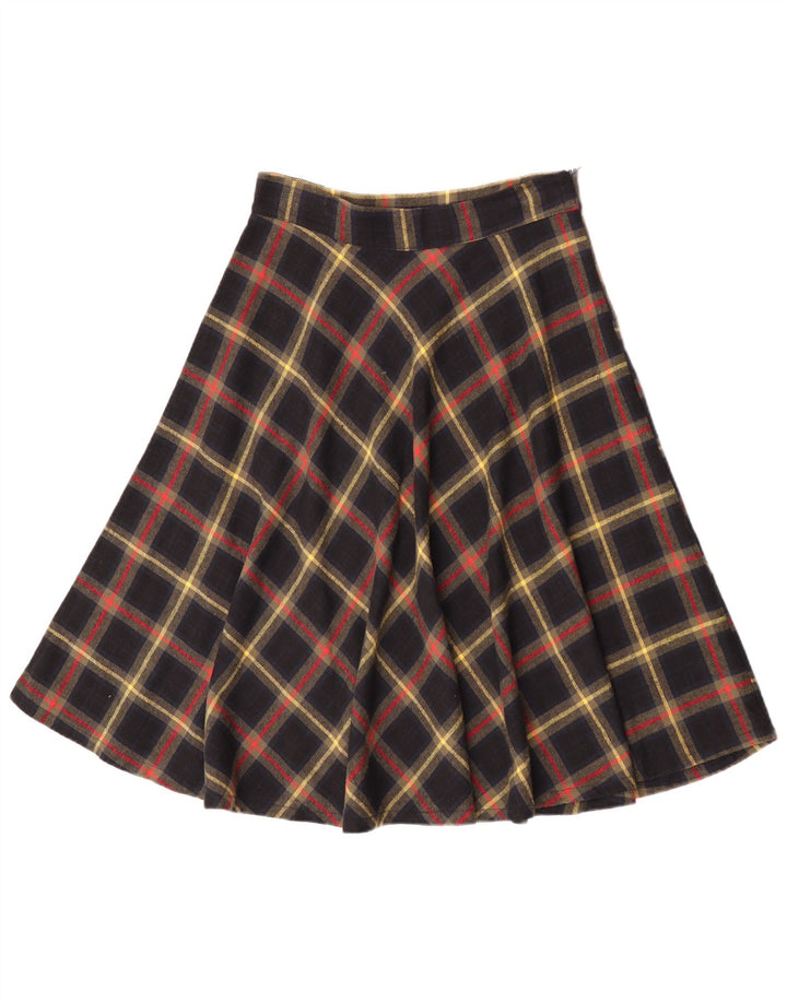 Saia feminina Pittarello A-Line médio W30 preto xadrez acrílico