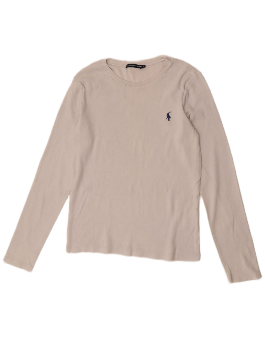 Ralph Lauren Top feminino manga comprida Reino Unido 14 grande algodão branco