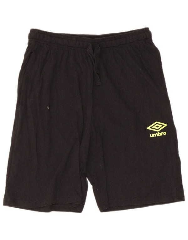 Umbro Mens Graphic Regular Sport Shorts Médio Algodão Preto