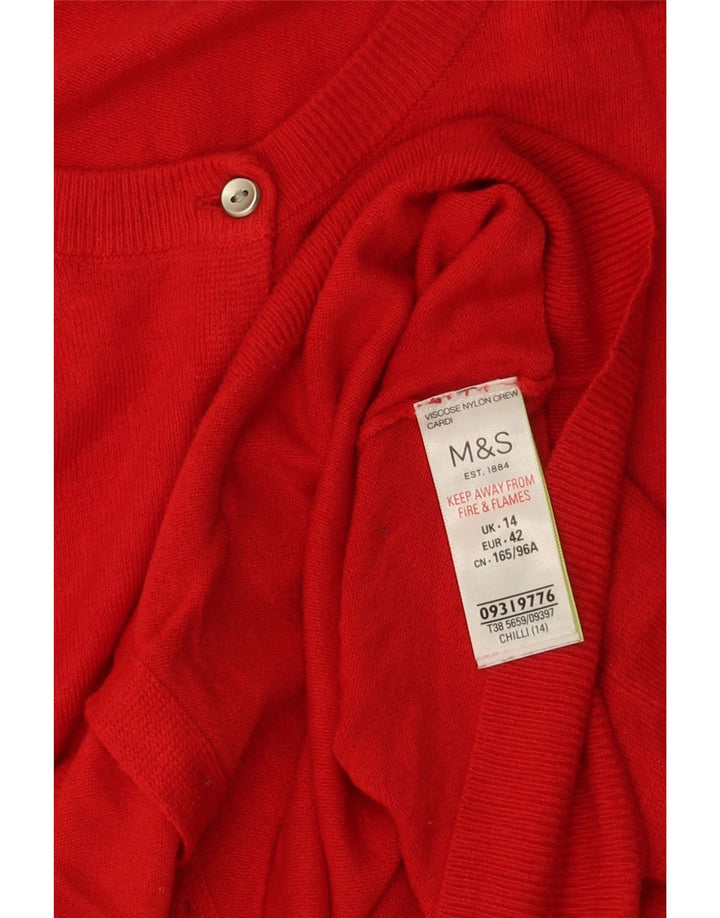 Suéter cardigã feminino Marks & Spencer UK 14 grande viscose vermelha