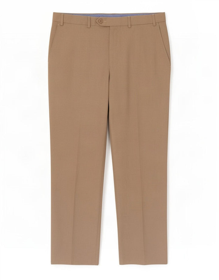 Calça masculina de terno reto Marks & Spencer W36 L29 poliéster bege